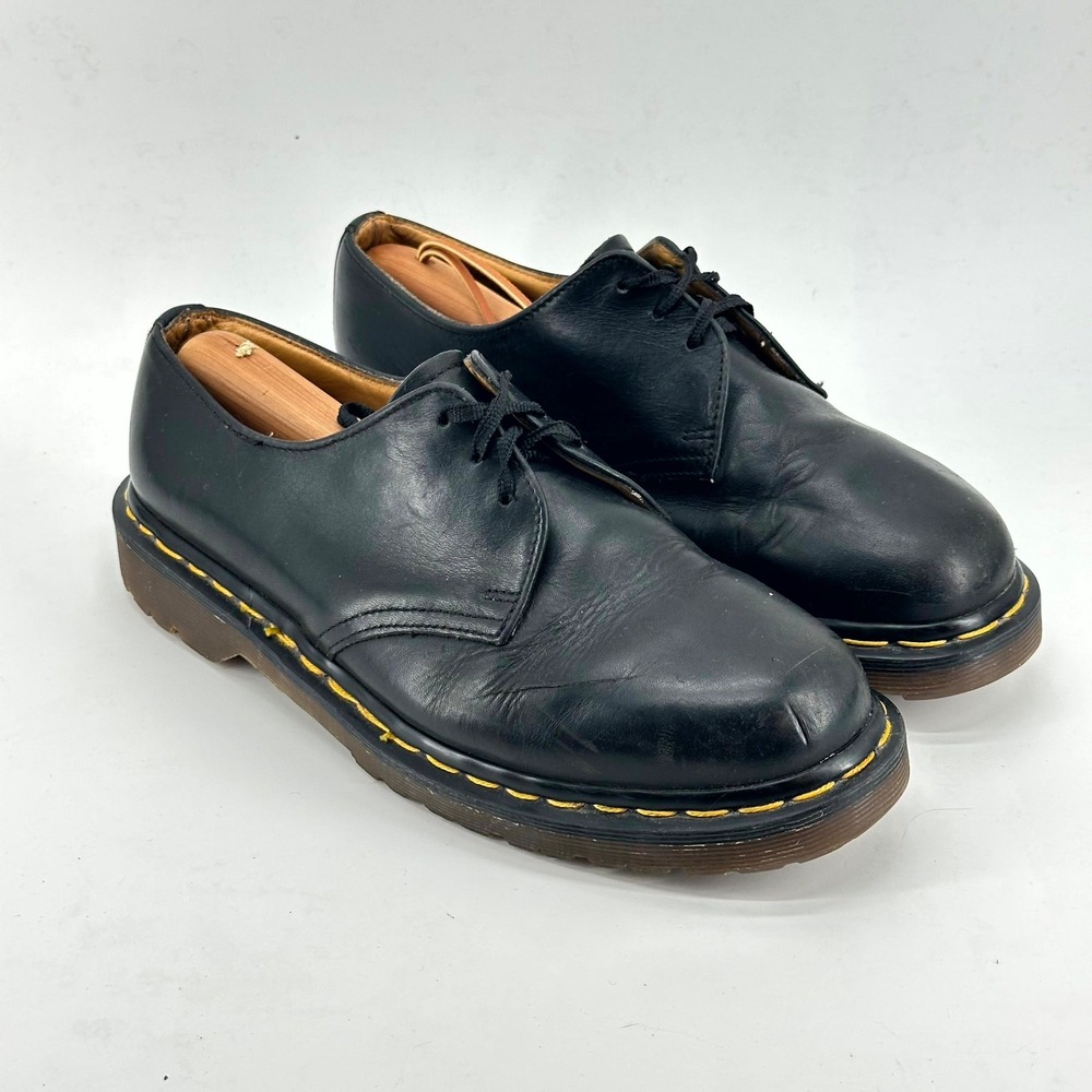 Vintage Dr. Martens Oxfords 1461 Made in England Black Leather Unisex Sz 7‎ 90s